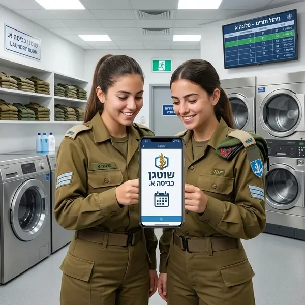 בנות בפלוגה משתמשות באפליקציה לניהול תורי כביסה