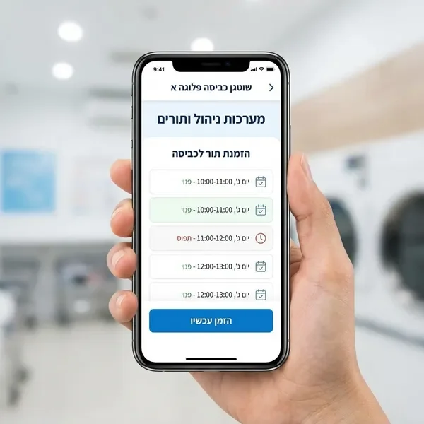 ממשק הרשמה לתור כביסה אונליין במערכת