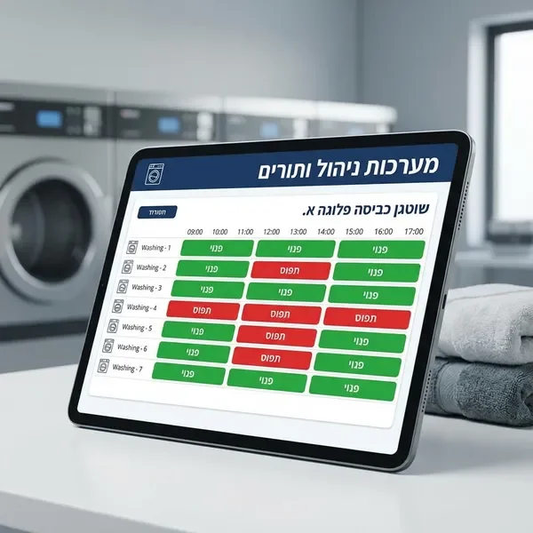 מערכת תורים למכבסה משותפת עם תצוגת זמינות